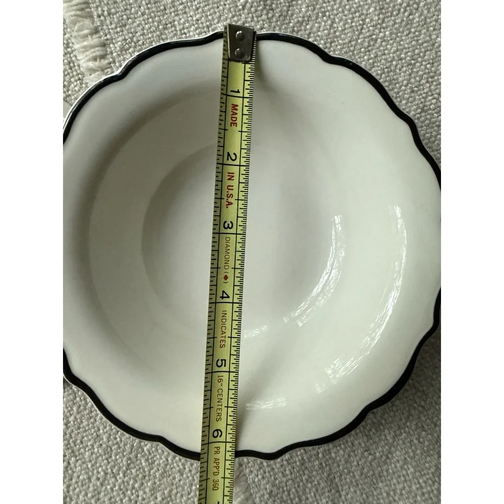 VTG Syracuse China Black Rim Scalloped Bowls Set of 2 Restaurant Ware EUC